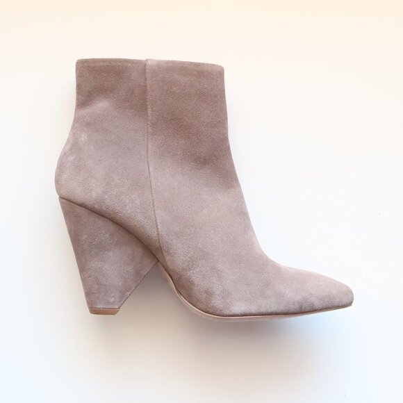 NEW Splendid Taupe Suede Leather Pointy Toe Chunky Heel Ankle Boots, Booties 9.5 - Picture 8 of 16